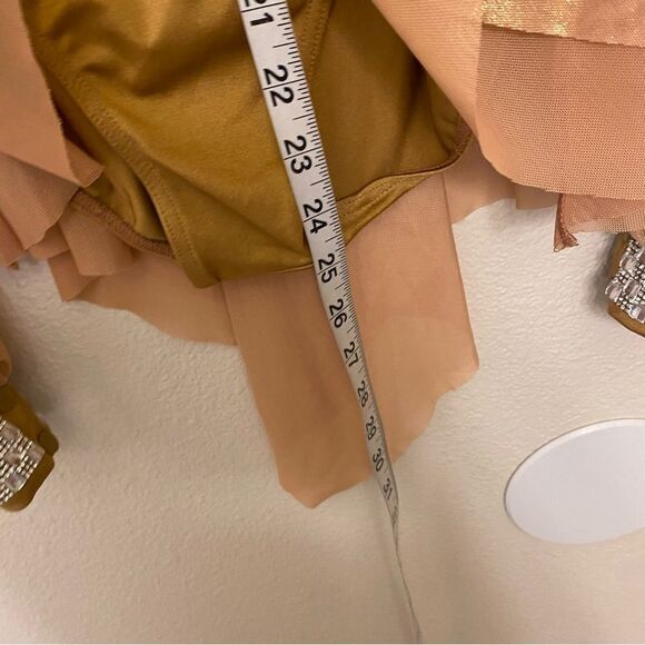 Weissman elite Dance costume bronze tan poet Long Sleeve The Weather 16698 LC - Picture 10 of 12